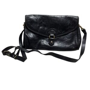 Oroton Cross Body Black Leather Handbag Adjustable Strap (stain inside)
